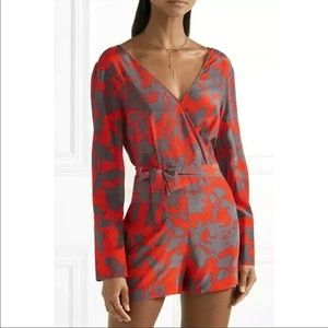 NWT Diane Von Furstenburg Floral Silk Wrap Romper